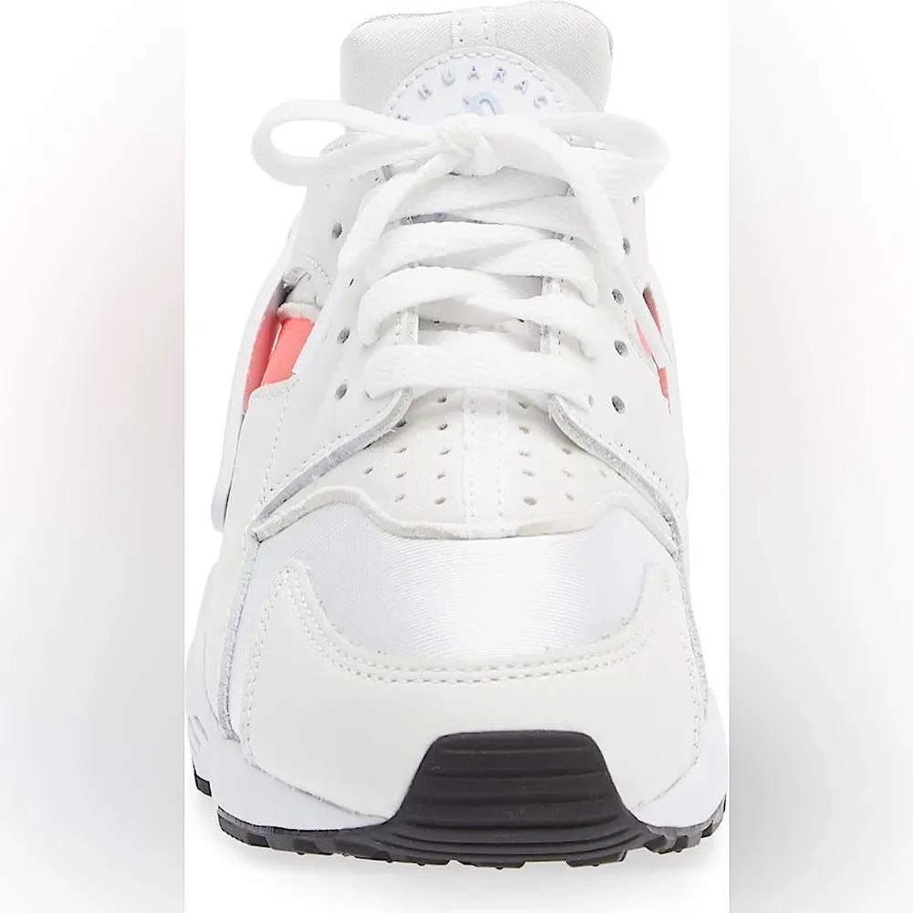 NIKE Women’s AIR HUARACHE White Bright Crimson Black Volt pink Size 7.5 - Picture 6 of 7